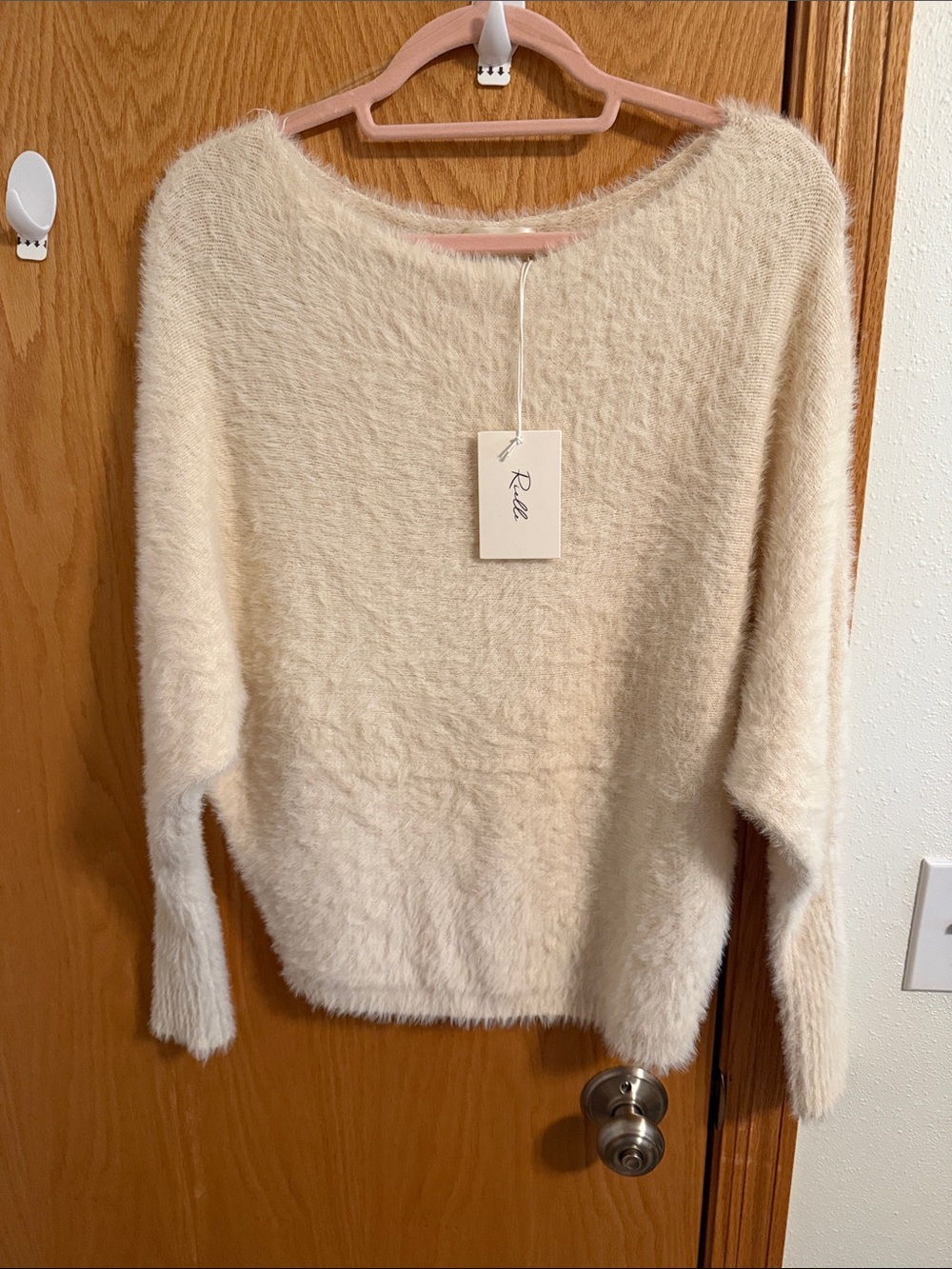 Cozy Cream Fuzzy Scoopneck Sweater